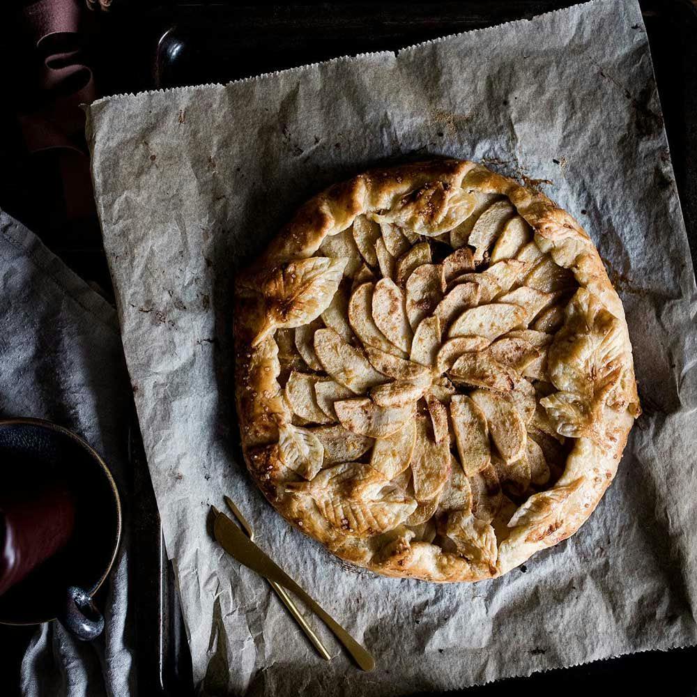 French apple galette with apricot glaze