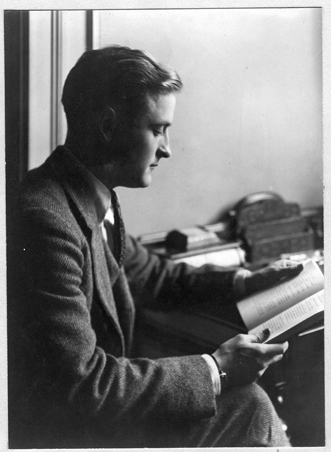 F. Scott Fitzgerald reading a book, 1920
