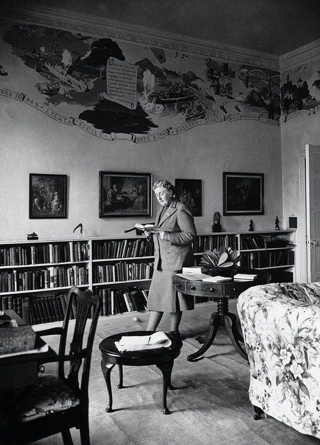 Agatha Christie reading a book, 1946