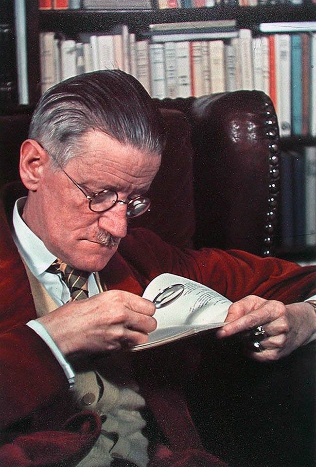 James Joyce reading a book, 1939